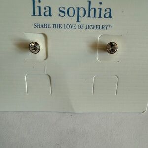 NWT Lia Sophia Gold & Crystal Stud Earrings - New